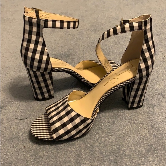 black and white checkered sandals